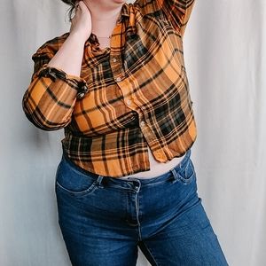 Cropped Orange & Black Flannel